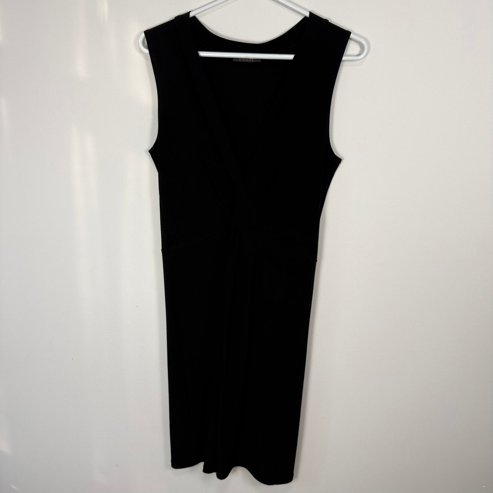 Pretty Woman Black Sleeveless V-Neck Sheath Dress Ruching Empire Waist Sz M